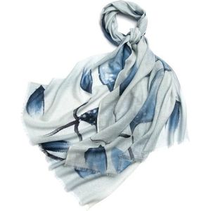 Wollen Sjaal Dames – Transparante Sjaal – Bloemenprint