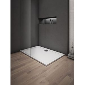 Serie Daisy - Douchebak - Wit - 120x80 - Rechthoek - Polystone - Excl. Sifon Daisy