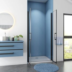 Douchedeur Rosa Nisdeur - 100x200 Pendeldeur 8mm - Helder Glas - Antikalk - Mat Zwart