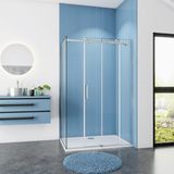 Serie Lotus - Douchecabine Rechthoek - 100x80 Schuifdeur - Chroom Rechts - Antikalk - 8mm Helder Veiligheidsglas