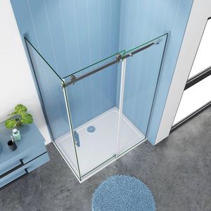 Douchecabine Rechthoek Lotus 130X90X195 Schuifdeur 8Mm Helder Glas Antikalk Chroom Rechts