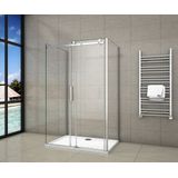 Serie Lotus - Douchecabine Rechthoek - 100x80 Schuifdeur - Chroom Vrijstaand - 8mm Helder Veiligheidsglas - Antikalk