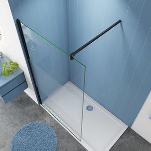 Serie Chrysant - Inloopdouche / Douchewand - 90x200 - Mat Zwart - Antikalk - 10mm Semi Gesatineerd Veiligheidsglas