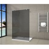 Serie Black Dahlia - Inloopdouche Vrijstaand - 100x200 - Chroom - 10mm Rookglas