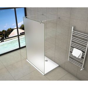 Serie White Dahlia - Inloopdouche / Douchewand - 120x200 - Chroom - Antikalk – 8mm Gesatineerd Veiligheidsglas - Vrijstaand
