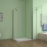 Douchecabine Rechthoek Poppy 110 Vouwdeur X 80 Vaste Wand 6Mm Helder Glas Antikalk Chroom