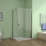Serie Poppy - Douchecabine Rechthoek - 110 Vouwdeur x 80 Vaste Wand - Chroom - 6 mm Helder Veiligheidsglas - Antikalk