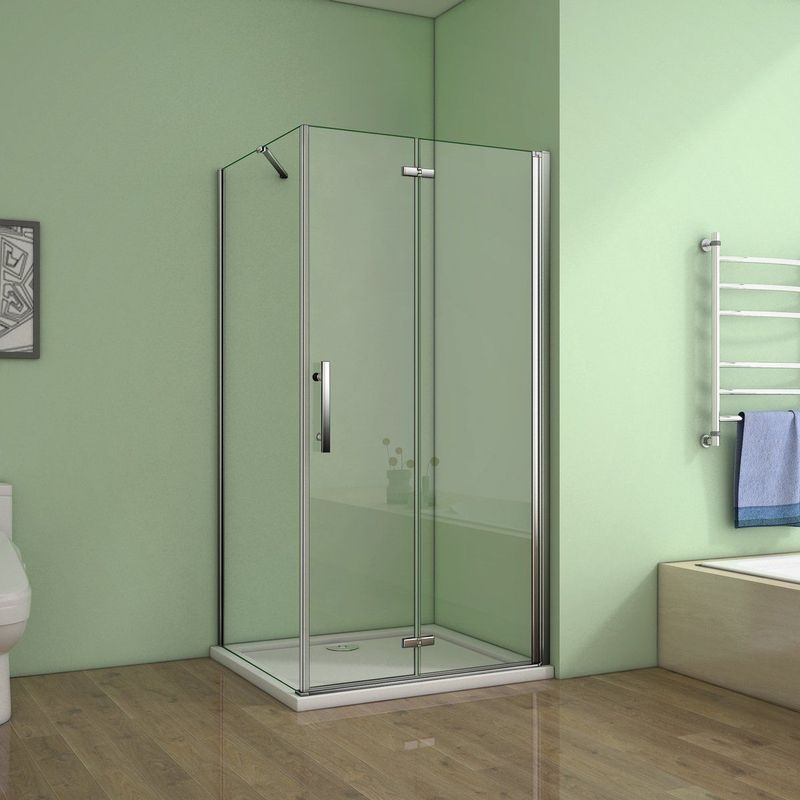 Serie Poppy - Douchecabine Rechthoek - 110 Vouwdeur x 80 Vaste Wand - Chroom - 6 mm Helder Veiligheidsglas - Antikalk