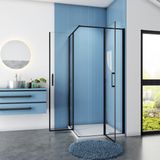 Douchecabine vierkant Anemoon 100x100x185 Hoekinstap 6mm Helder Glas Antikalk Mat Zwart