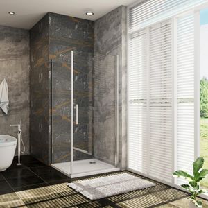 Douchecabine Rechthoek Holly 80 Draaideur x 90 Vaste Wand 6mm Helder glas Antikalk Chroom