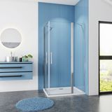 Serie Peony - Douchecabine Vierkant - 80x80 - Hoekinstap - Chroom Profiel - Antikalk - 6mm Helder Veiligheidsglas