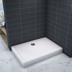 Serie Daisy - Douchebak - Hoog - Wit - 100x90 - Rechthoek - Polystone - Excl. Sifon Daisy