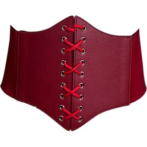 FIFO Effen Unisex Dames Korset, Ruimer Verstelbaar, Elegant, Esthetisch, Bordeaux