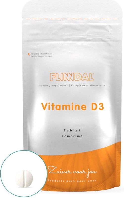 Flinndal Vitamine D Tabletten - Voor Botten, Spieren en Weerstand - 400 IE - 10 mcg Tabletjes met Vitamine D3 - 30 Tabletten