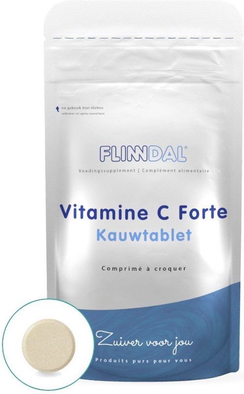 Flinndal Vitamine C Forte Kauwtablet - Voor de Weerstand - Met Sinaasappelsmaak - 30 Tabletten