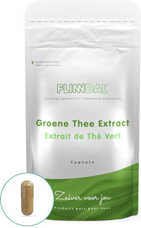 Groene Thee Extract 90 capsules met herhaalgemak (Groene thee ondersteunt de vetverbranding* - 500 mg Groene thee per capsule) - 90 Capsules - Flinndal