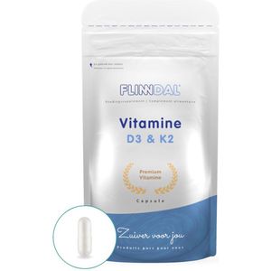 Flinndal Vitamine D3 & K2 Capsules - 62,5 mcg Vitamine D3 (2500 IE) - 100 mcg Vitamine K2 - 90 Capsules