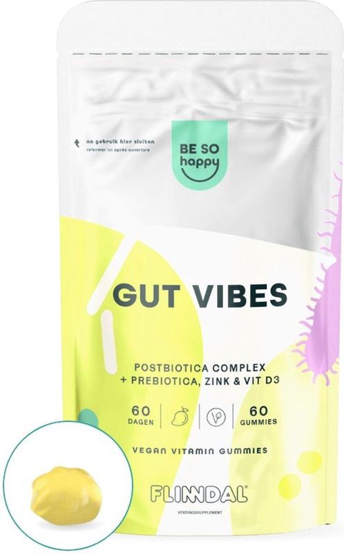 Gut Vibes Gummies 60 gummies (Bevat een mix van prebiotica en postbiotica) - 60 Kauwtabletten - Flinndal