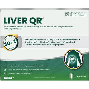 Liver QR ® 30 capsules (Krachtige mix van plantenextracten, vitaminen en mineralen voor een gezonde lever en goede spijsvertering*) - 30 Capsules - Flinndal