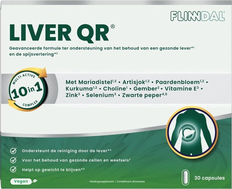 Flinndal - Liver QR - 30 Capsules - Krachtige Mix van Plantenextracten - Voor Gezonde Lever en Spijsvertering