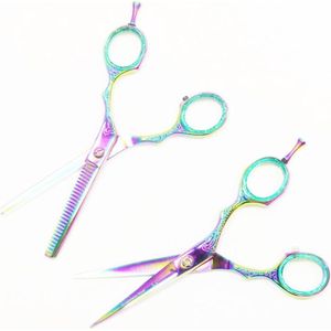Professionele Kappersscharen - Set - Rainbow - Maat 5.5 - Rechtshandig - Geschikt voor knip- en uitdunwerk - Coupescharen - 5.5 inch