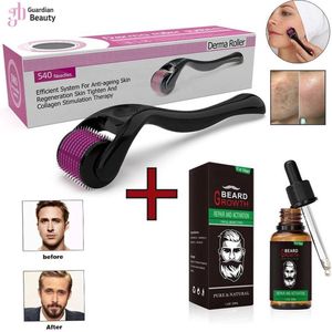 Derma Roller 1mm Naald + Baardgroei Olie | Micro Needling Roller | Anti Acne - Cellulitis - Rimpels - Littekens - Striae - Lichaams & Gezichts Roller | kin Regeneration Tool - 540 naalden