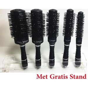 Ceramic + Ion Adult Ronde haarborstelset (5 stuks) Zwart - met 1 gratis standaard