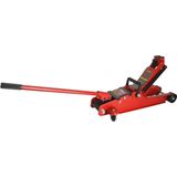 Topgear Laag model garagekrik - 2.5 ton - 85 mm - rood - eenvoudig en snel opkrikken
