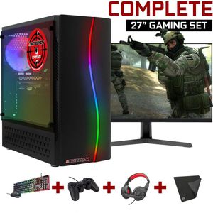 ScreenON - Gaming Set - X150126 - V2 (GamePC.X150126 + 27 Inch Monitor + Toetsenbord + Muis) + WiFi & Bluetooth