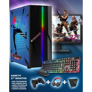 ScreenON - Complete Fortnite Gaming PC Set - X10899 - V2 ( Game PC X10899 + 27 Inch Monitor + Toetsenbord + Muis + Controller )