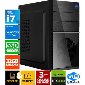 Intel - Compleet PC - Intel Core i7 - 32 GB DDR4 - 1 TB SSD - RTX 3050 - Windows 11 Pro