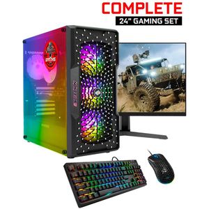 ScreenON - Gaming Set - Y54196 - V1 (GamePC.Y54196 + 24 Inch Monitor + Toetsenbord + Muis)