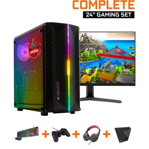 ScreenON - Gaming Set - B3-W GamePC iiyama Black Hawk 24 Inch+Toetsenbord+Muis Fortnite, Minecraft, League of Legends, Rocket League, Farming Simulator, Sims 4, World of warcraft, Ark, Battlefield 4, Call of Duty, Runescape, Heartstone en GTA V.