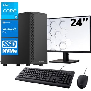 ScreenON - Office Set - Z400125 - V1 - (OfficePC.Z400125 + 24 Inch Monitor + Toetsenbord + Muis) + WiFi & Bluetooth