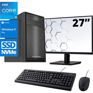 ScreenON - Office Set - Z50041 - V2 - (OfficePC.Z50041 + 27 Inch Monitor + Toetsenbord + Muis) + WiFi & Bluetooth