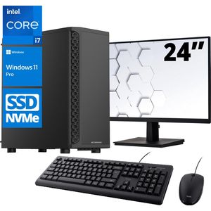 ScreenON - Office Set - Z600125 - V1 - (OfficePC.Z600125 + 24 Inch Monitor + Toetsenbord + Muis) + WiFi & Bluetooth