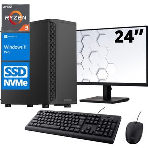 ScreenON - Office Set - X105125 - V1 (OfficePC.X105125 + 24 Inch Monitor + Toetsenbord + Muis) + WiFi & Bluetooth