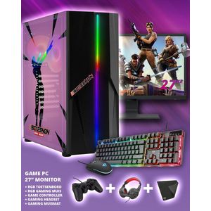 ScreenON - Complete Fortnite Gaming PC Set - X14899 - V2 ( Game PC X14899 + 27 Inch Monitor + Toetsenbord + Muis + Controller )
