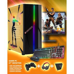 ScreenON - Complete Fortnite Gaming PC Set - X17899 - V2 ( Game PC X17899 + 27 Inch Monitor + Toetsenbord + Muis + Controller )