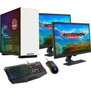 ScreenON - Gaming Set - V43037 - (GamePC.V43037 + 2 x 27 Inch Gaming Monitor + Gaming Toetsenbord en Muis)