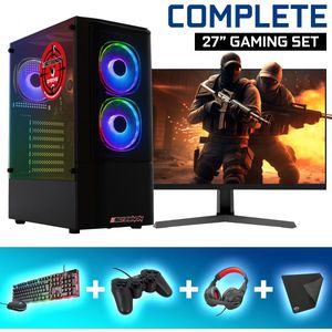 ScreenON - Gaming Set - V115131 - V2 (GamePC.V115131 + 27 Inch Monitor + Toetsenbord + Muis)