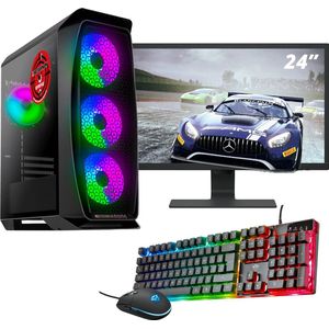 ScreenON - Gaming Set - Colour Maniac - V1 (GamePC + 24 Inch Monitor + Toetsenbord + Muis)