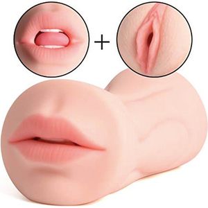 Hard On Anna™ - Masturbator - Pocket Pussy - 2 in 1 Mond & Vagina - Sex toys voor Mannen - 21 cm