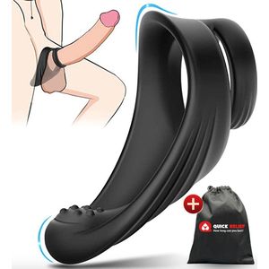 Quick Relief Perineum Teaser™ - Cockring - Perineum Massage - Siliconen Penis Ring - Perineum stimulatie - Penis Ring - Sex Toys voor Mannen - 3 cm - Zwart