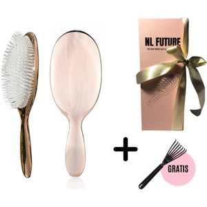 Haarborstel Wit Haar - Limited Edition Rosé Gold – Massage - Borstel - Roze - Goud - Cadeau verpakking - Kado - Zwijnenhaar - Zachte Haren - Extensions - Man - Vrouw - Jongen - Meisje - Trans