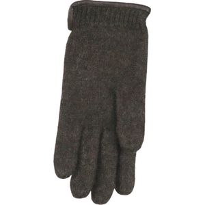 Handschoenen dames van 100% wol en met echt leren randje bruin (L)