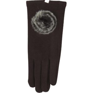 Handschoenen dames met touchscreen en pompon - 90% polyester en 10% elastisch