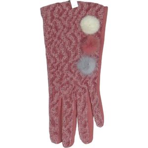 Handschoenen dames met touchscreen en drie pompons - 85% polyester