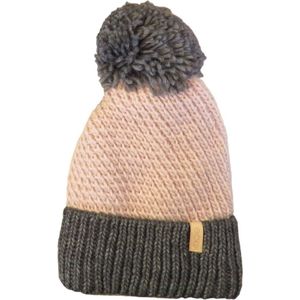 Muts winter dames met imitatiebont pompon - 10% wol en gemaakt in Europa