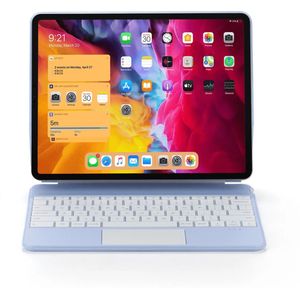 iPad Toetsenbord Hoes Geschikt Apple iPad Pro 13 Inch (2024) - Bluetooth Magnetisch Keyboard Case - Tablettoetsenbord - Tablet Hoes - met Touchpad Muis en Verlichting - Blauw - QWERTY